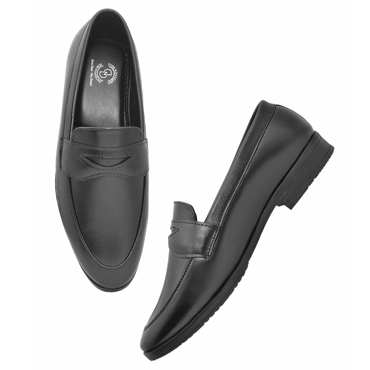 Dusk N Dazzling Black Penny Loafer For Men