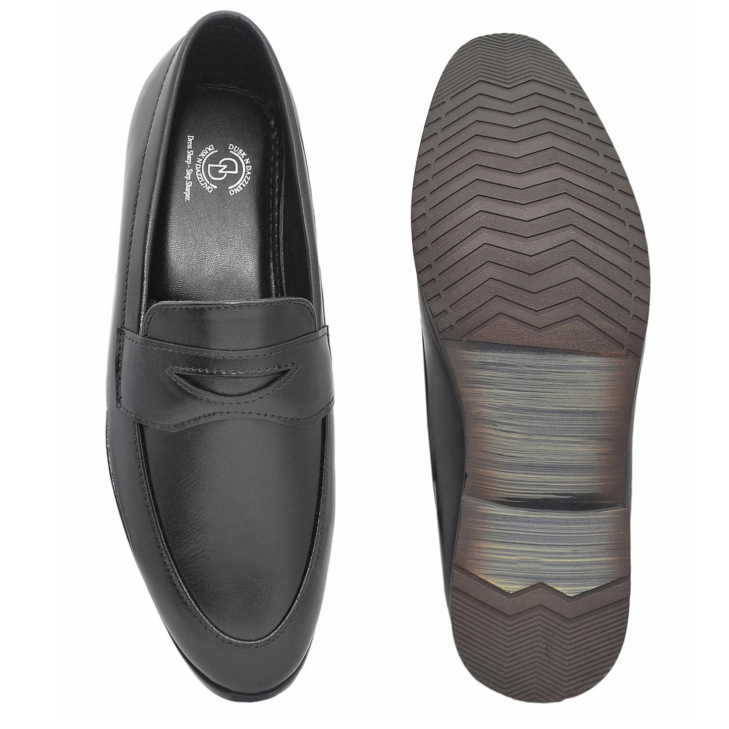 Dusk N Dazzling Black Penny Loafer For Men