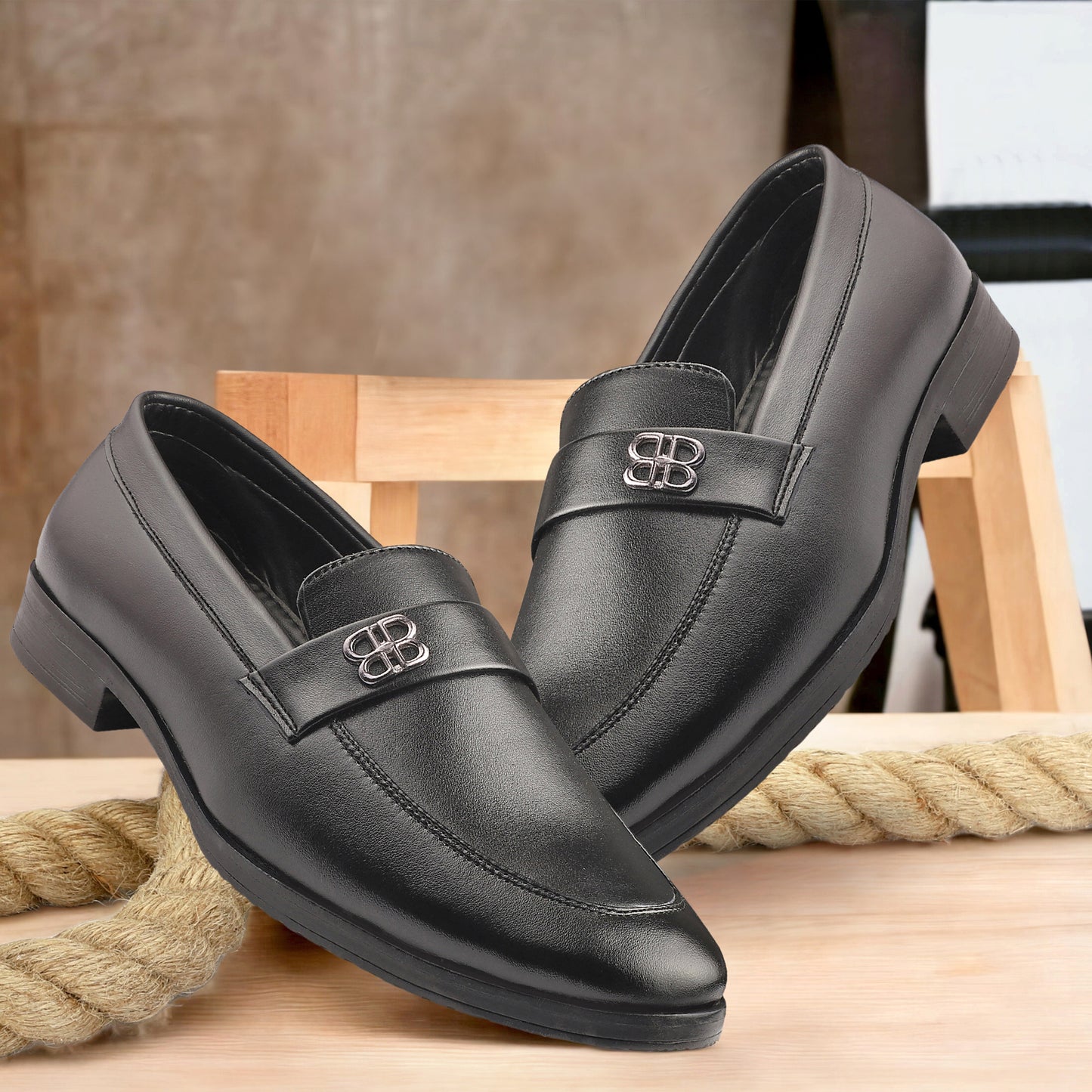 Dusk N Dazzling Black Loafer Shoes For Men