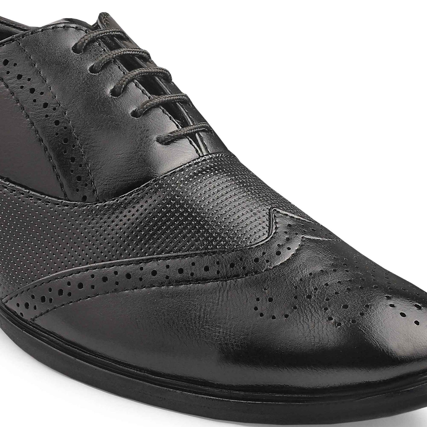 Dusk N Dazzling Black Brogue Shoes For Men