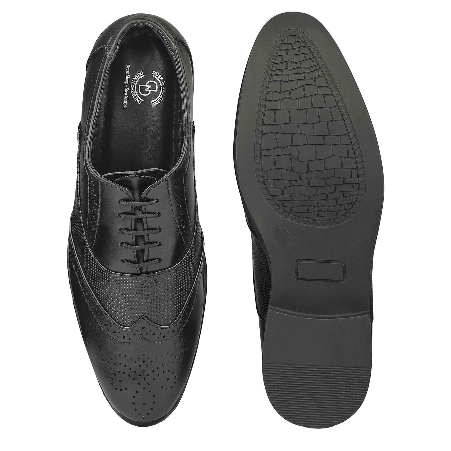 Dusk N Dazzling Black Brogue Shoes For Men