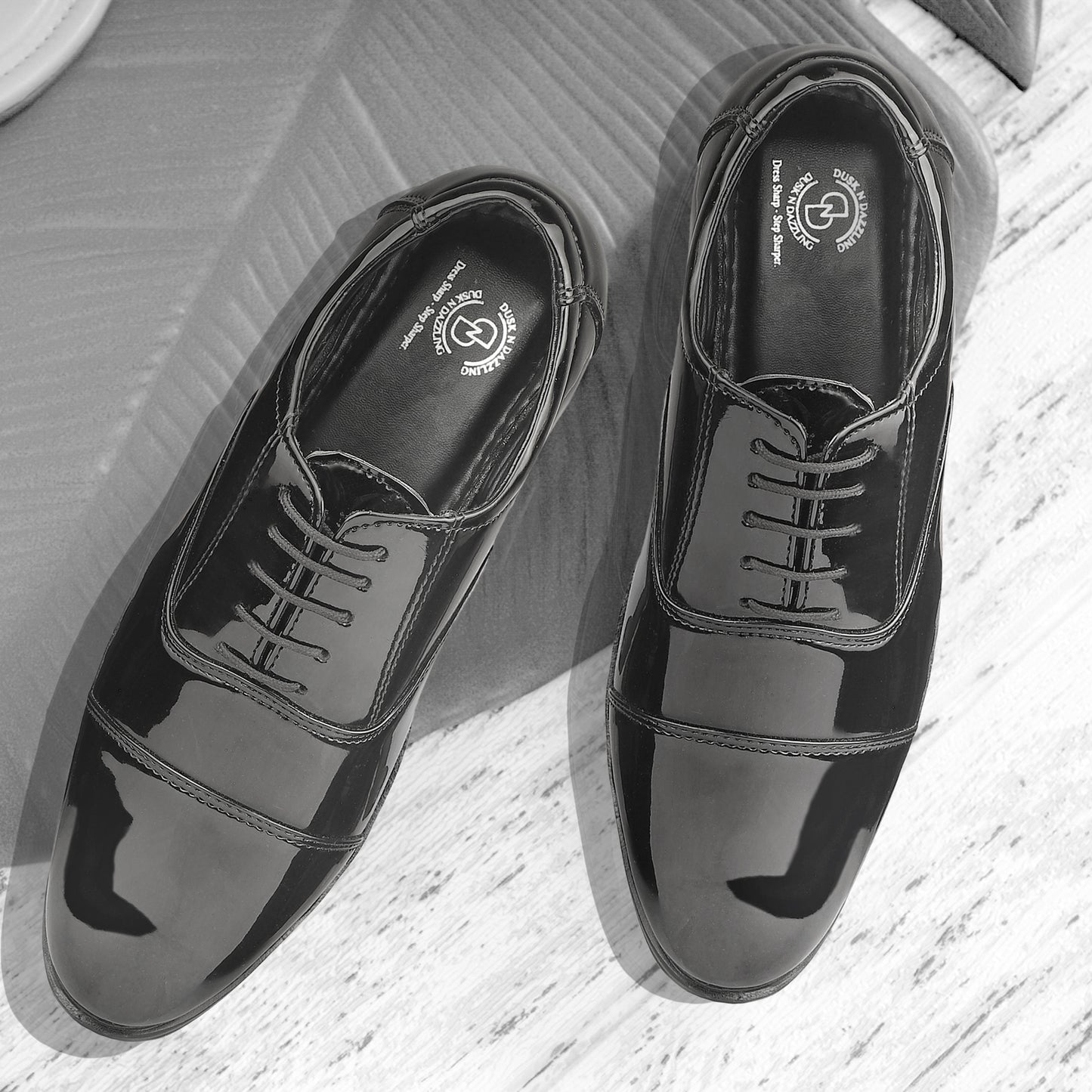Dusk N Dazzling Black Stitched Oxford For Men