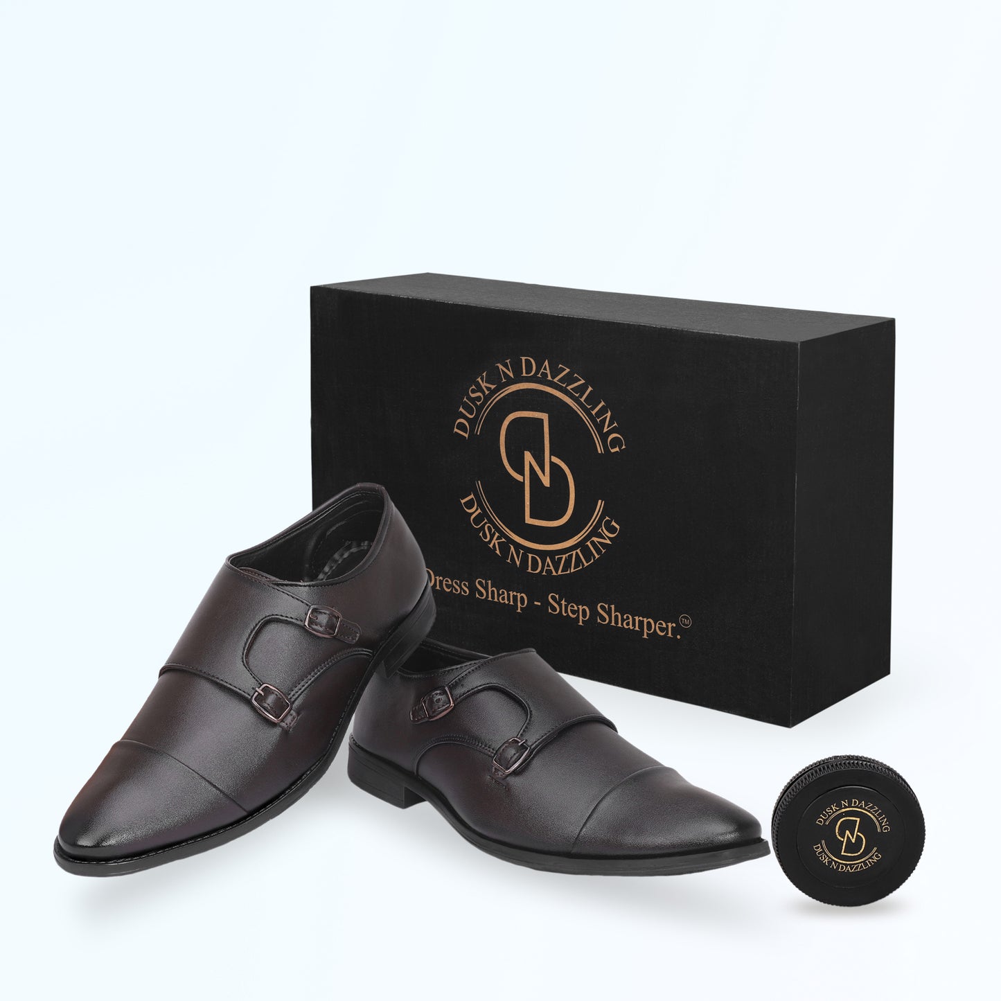 Dusk N Dazzling Brown Double Strap Monk Shoes For Men - Stylish & Elegant Footwear