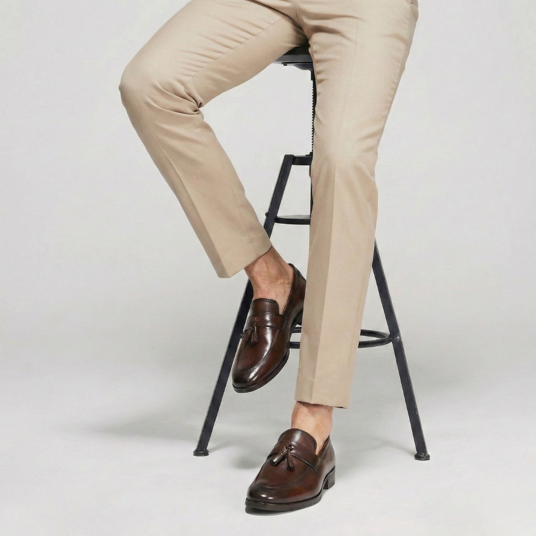 Dusk N Dazzling Brown Tassel Loafers For Men