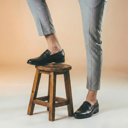 Dusk N Dazzling Black Penny Loafer For Men - Stylish Comfort Footwear