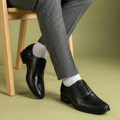 Dusk N Dazzling Black Formal Lace-up Shoes For Men