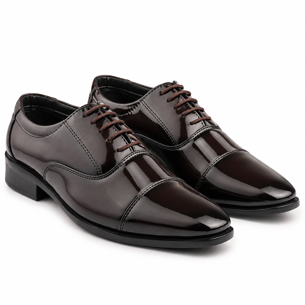 Dusk N Dazzling Brown Formal Lace-Up Shoes For Men - Stitched Oxford Style