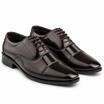 Dusk N Dazzling Brown Formal Lace-Up Shoes For Men - Stitched Oxford Style
