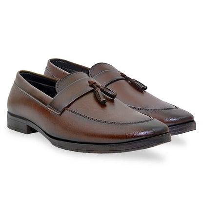 Dusk N Dazzling Brown Tassel Loafers For Men