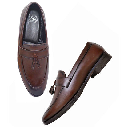 Dusk N Dazzling Brown Tassel Loafers For Men