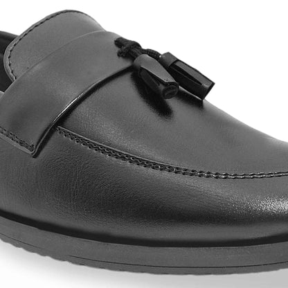 Dusk N Dazzling Black Tassel Loafers For Men
