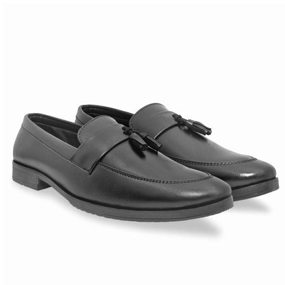 Dusk N Dazzling Black Tassel Loafers For Men