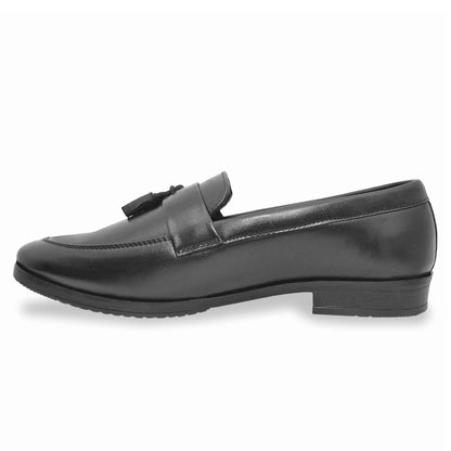 Dusk N Dazzling Black Tassel Loafers For Men