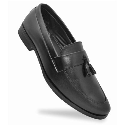 Dusk N Dazzling Black Tassel Loafers For Men