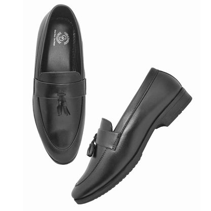 Dusk N Dazzling Black Tassel Loafers For Men