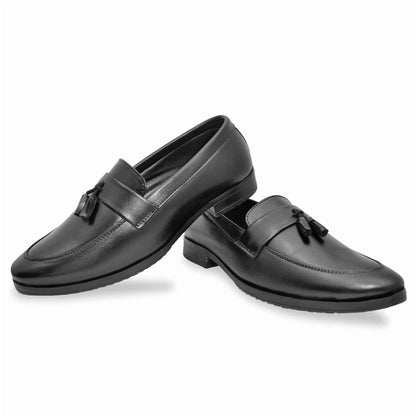 Dusk N Dazzling Black Tassel Loafers For Men