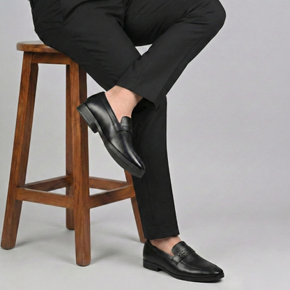 Dusk N Dazzling Black Loafer Shoes For Men - Stylish Comfort and Elegance