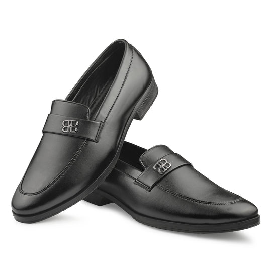 Dusk N Dazzling Black Loafer Shoes  For Men