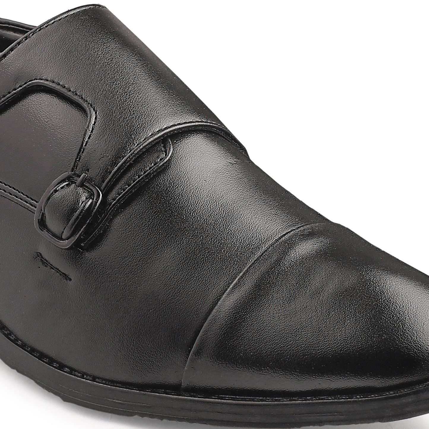 Dusk N Dazzling Black Double Strap Monk Shoes  For Men