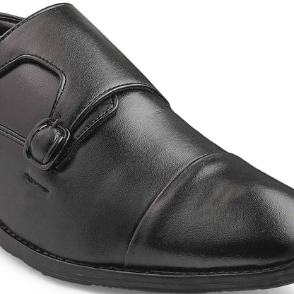 Dusk N Dazzling Black Double Strap Monk Shoes For Men - Stylish Footwear for Every Occasion