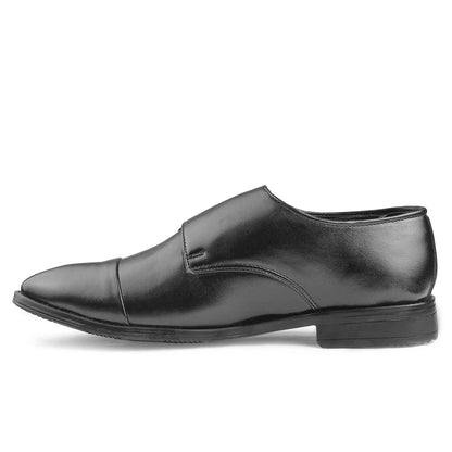 Dusk N Dazzling Black Double Strap Monk Shoes For Men - Stylish Footwear for Every Occasion