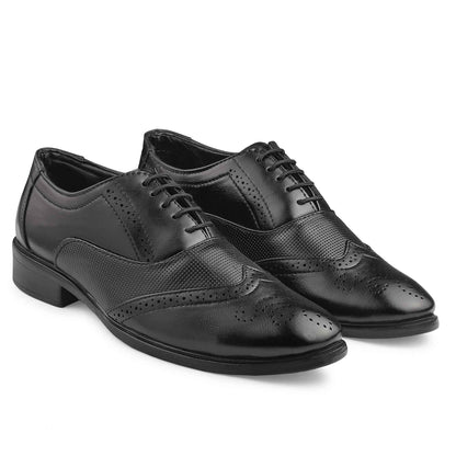 Dusk N Dazzling Black Brogue Shoes For Men