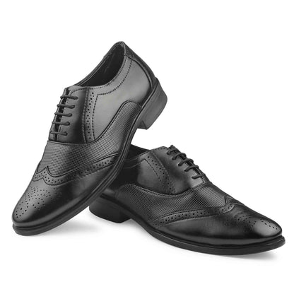Dusk N Dazzling Black Brogue Shoes For Men