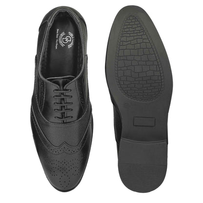 Dusk N Dazzling Black Brogue Shoes For Men