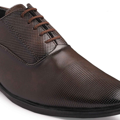 Dusk N Dazzling Brown Formal Lace-up Shoes For Men