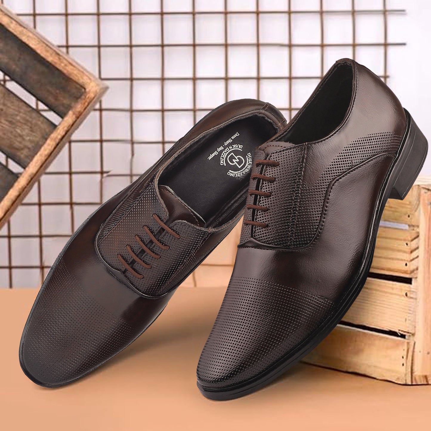 Dusk N Dazzling Brown Oxford Shoes For Men
