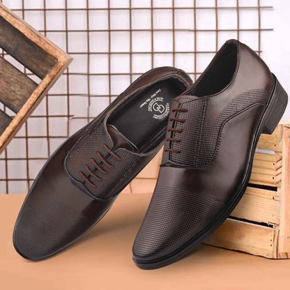 Dusk N Dazzling Brown Formal Lace-up Shoes For Men