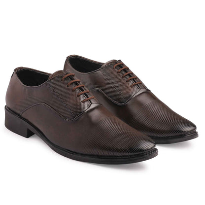 Dusk N Dazzling Brown Formal Lace-up Shoes For Men