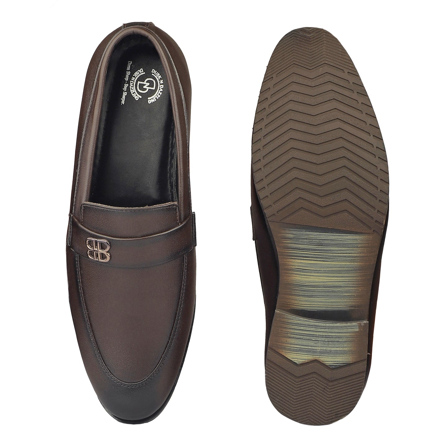 Dusk N Dazzling Brown Loafer Shoes  For Men