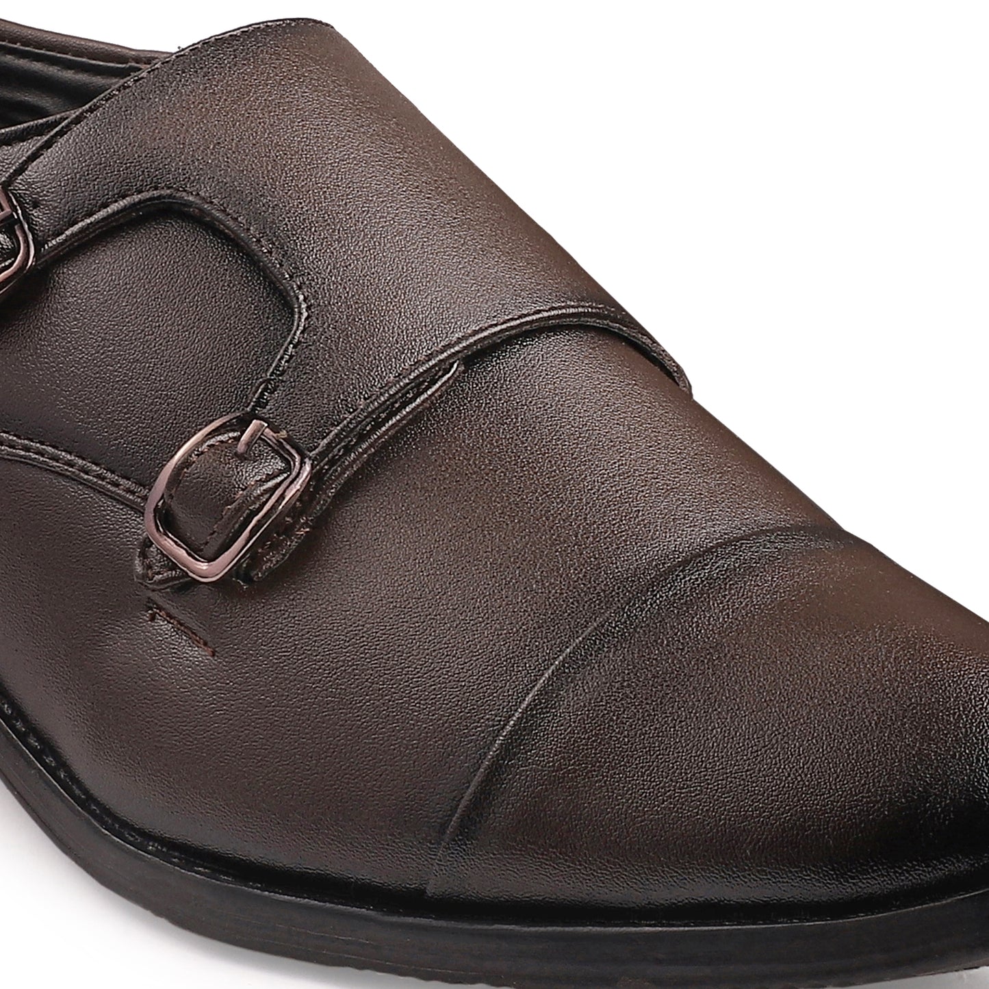 Dusk N Dazzling Brown Double Strap Monk Shoes  For Men