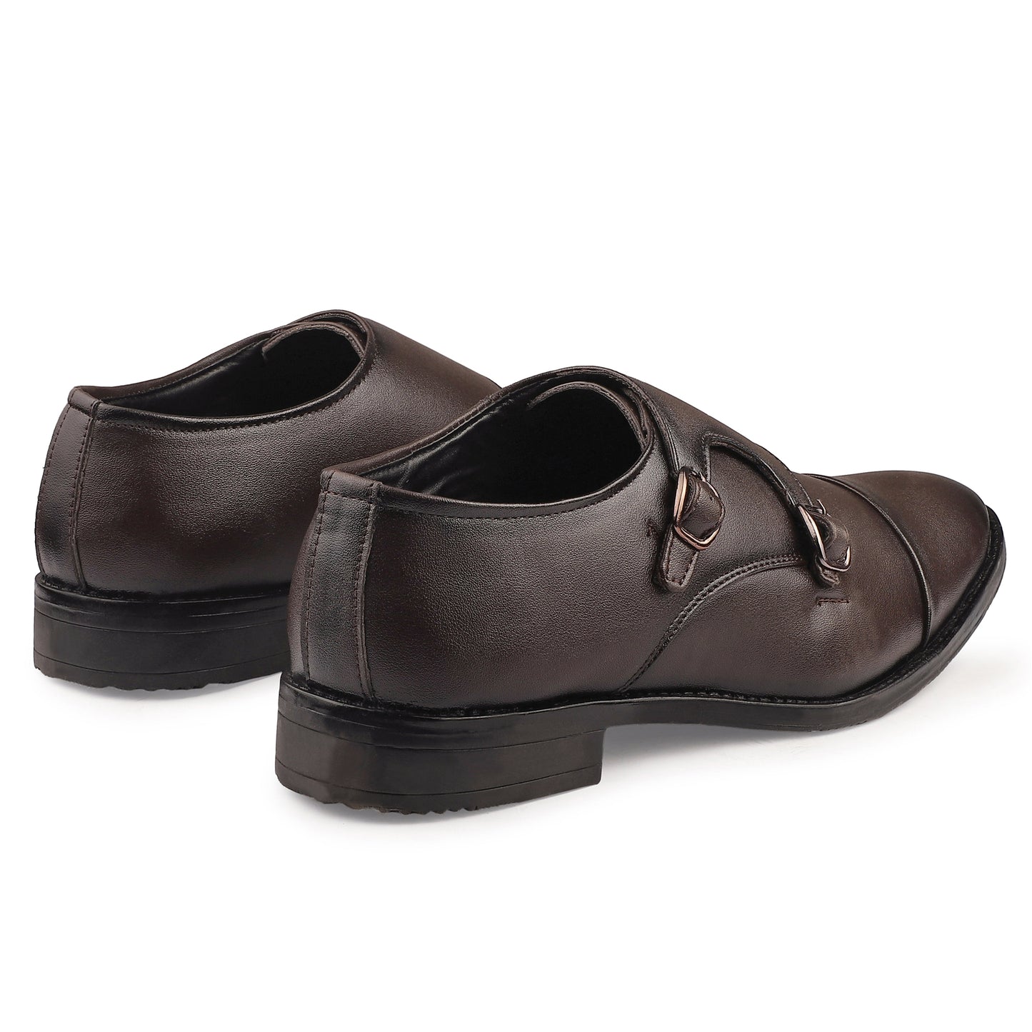 Dusk N Dazzling Brown Double Strap Monk Shoes  For Men