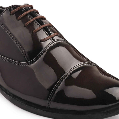 Dusk N Dazzling Brown Formal Lace-Up Shoes For Men - Stitched Oxford Style