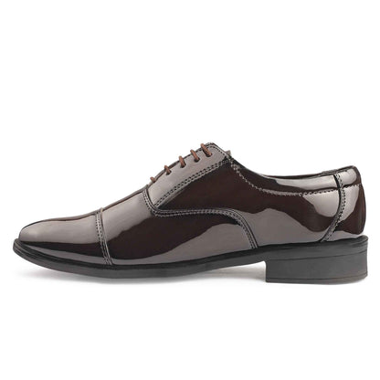 Dusk N Dazzling Brown Formal Lace-Up Shoes For Men - Stitched Oxford Style