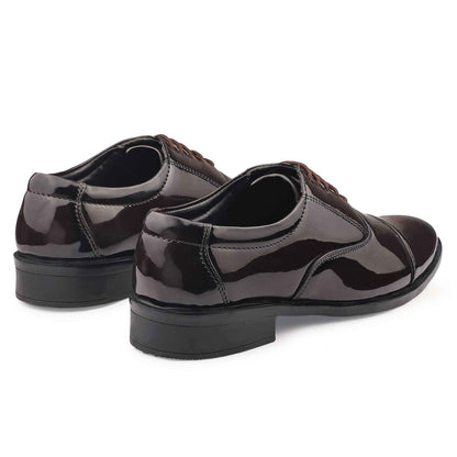 Dusk N Dazzling Brown Formal Lace-Up Shoes For Men - Stitched Oxford Style