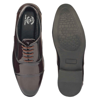 Dusk N Dazzling Brown Formal Lace-Up Shoes For Men - Stitched Oxford Style