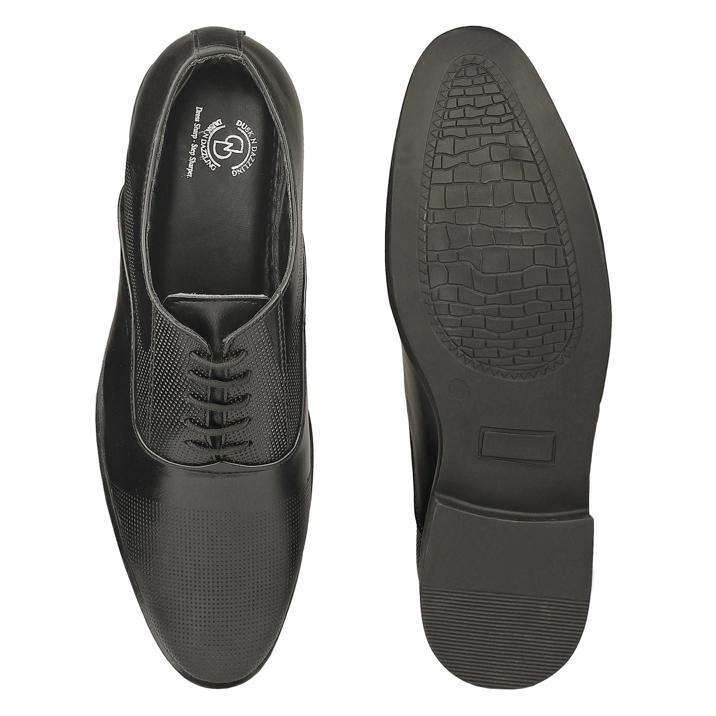 Dusk N Dazzling Black Oxford Shoes For Men