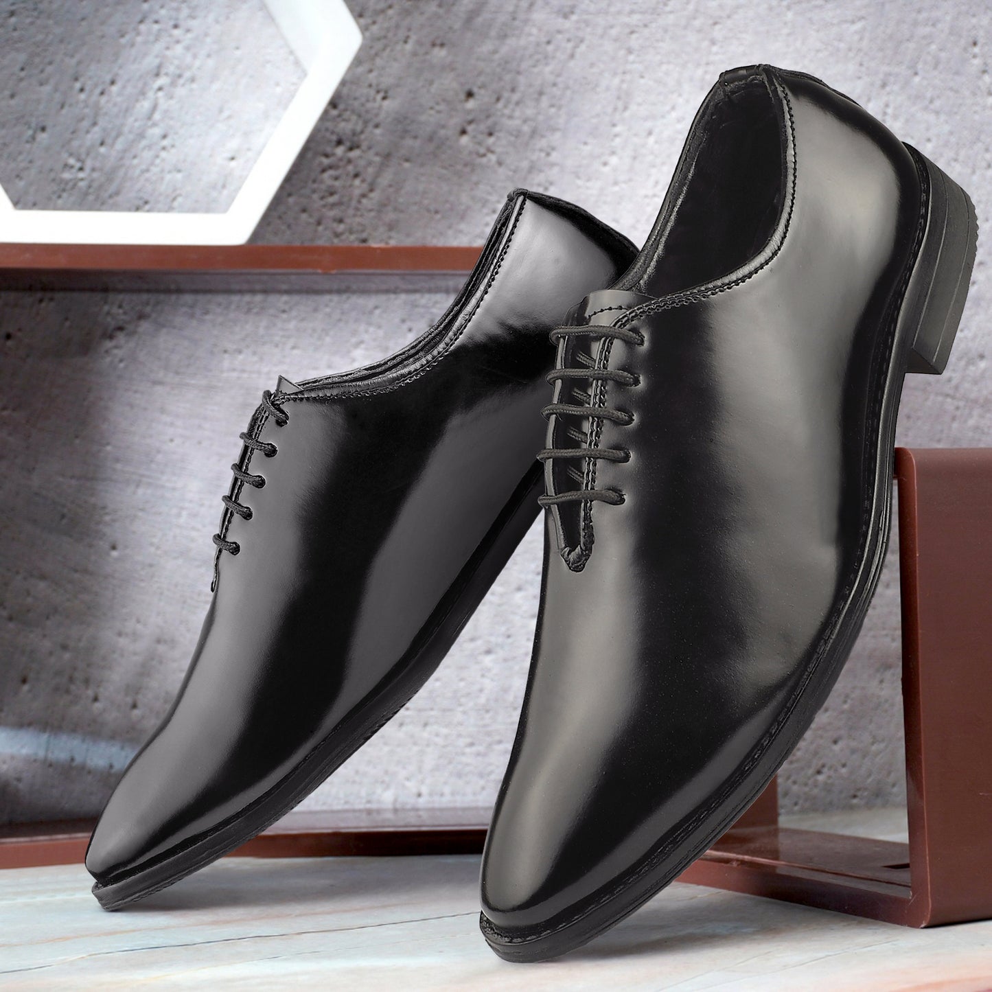 Dusk N Dazzling Black Oxford Shoes For Men