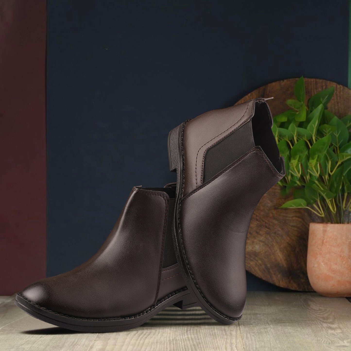 Dusk N Dazzling Brown Chelsea Boots  For Men