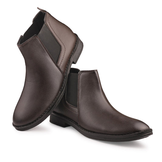Dusk N Dazzling Brown Chelsea Boots  For Men