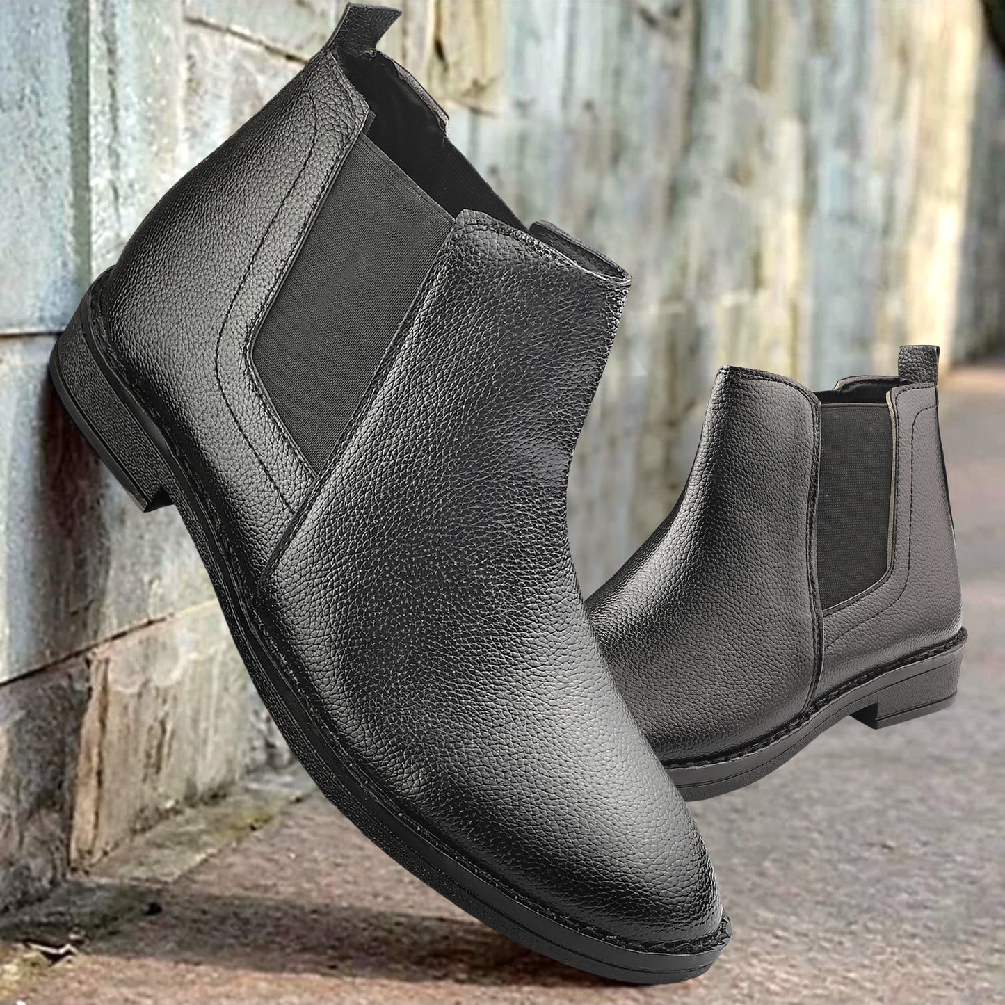 Dusk N Dazzling Black Chelsea Boots  For Men