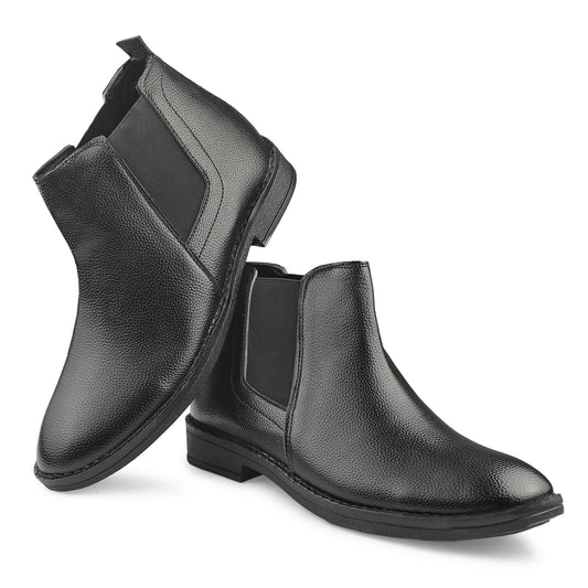 Dusk N Dazzling Black Chelsea Boots  For Men