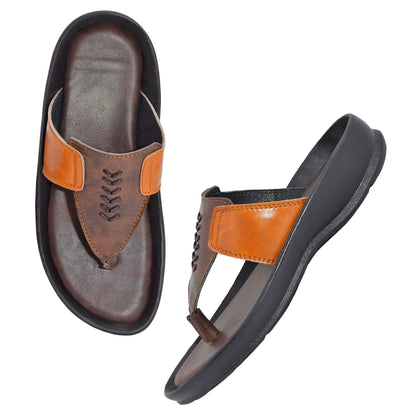 Dusk N Dazzling Tan Stylish Lightweight Slippers For Men - Comfortable and Trendy Footwear