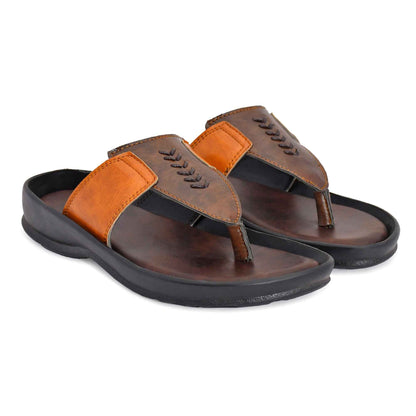 Dusk N Dazzling Tan Stylish Lightweight Slippers For Men - Comfortable and Trendy Footwear