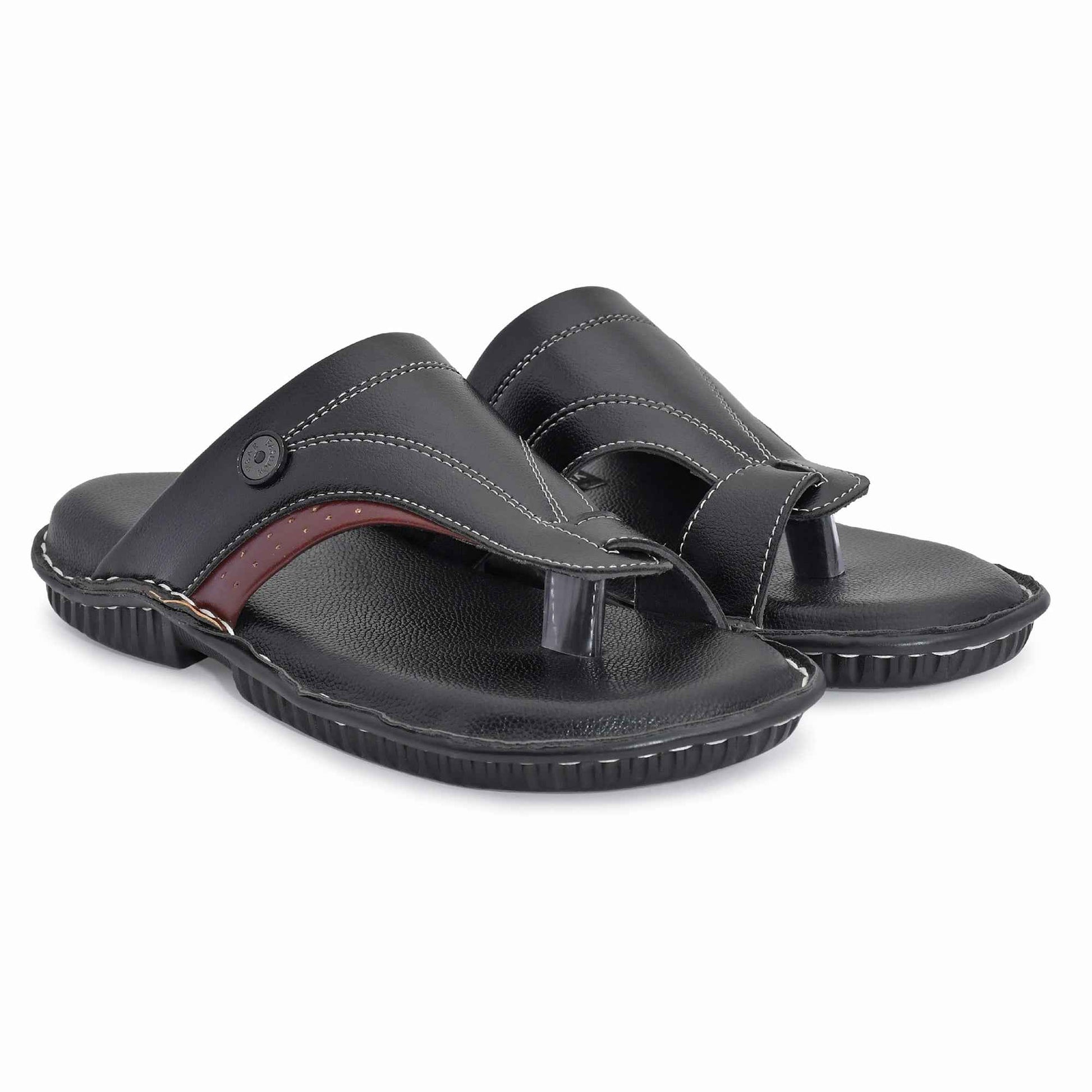 Dusk N Dazzling Black Stylish Lightweight Slippers For Men - Comfortable and Trendy Footwear