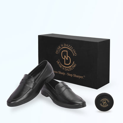 Dusk N Dazzling Black Penny Loafer For Men - Stylish Comfort Footwear