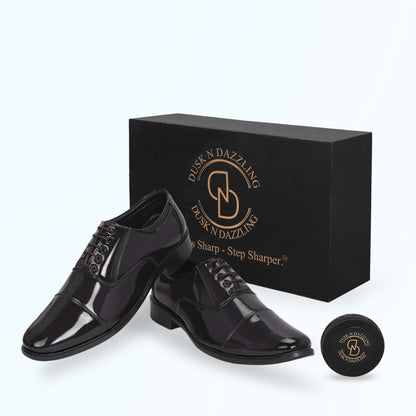 Dusk N Dazzling Brown Formal Lace-Up Shoes For Men - Stitched Oxford Style